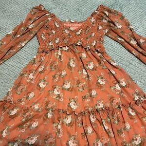 Floral Orange Kids Dress